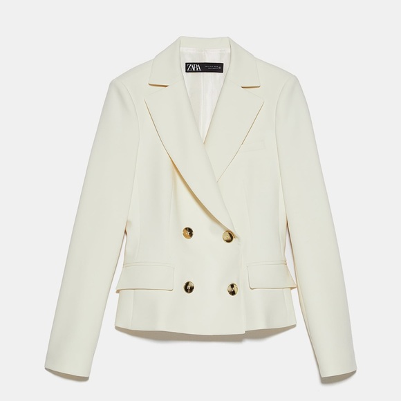 Zara Jackets & Blazers - Zara white blazer with gold buttons Sz XS